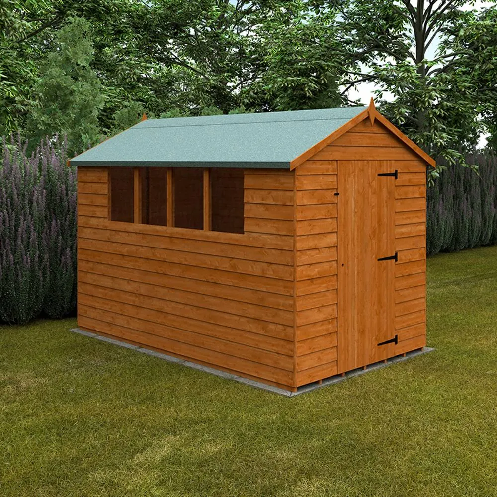 Buttercup Farm 10 x 6 Feet Budget Apex 9mm Shed - Solid Wood/Softwood/Pine in Burnt Orange 2