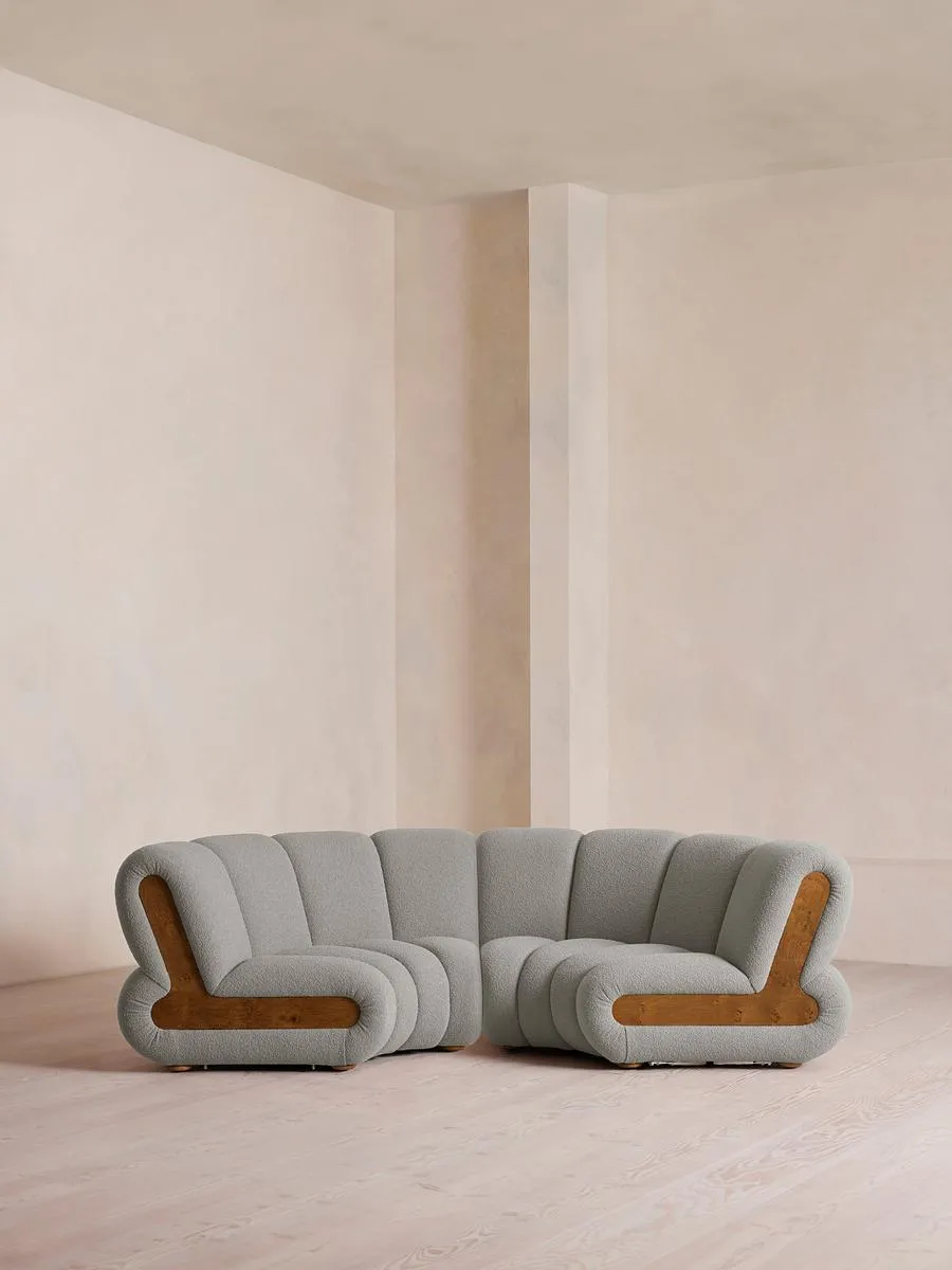 Noelle Modular Curved Sofa, Four Seater, Textured Wool Boucle, Pistachio