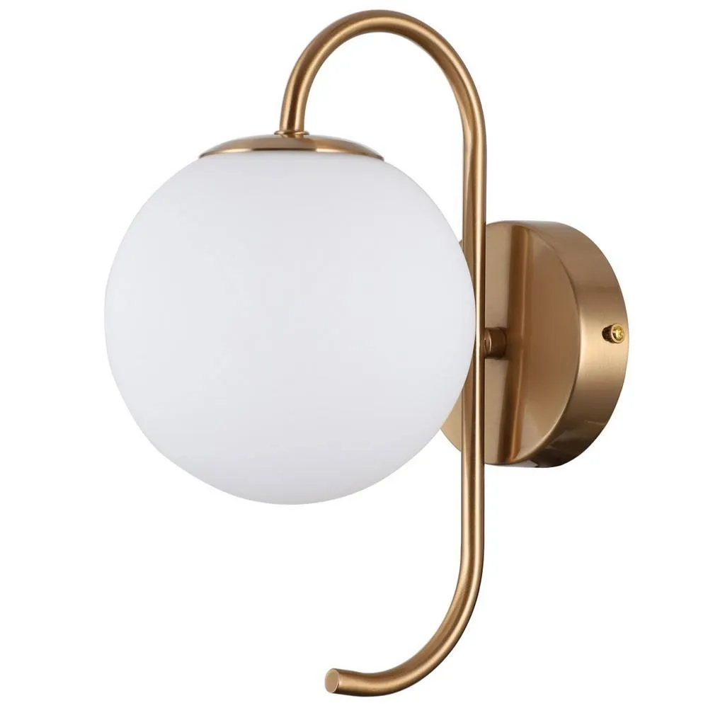 Netlighting Industrial & Retro Wall Lamp Honey Brass 1 Light with White Shade G9 in Yellow