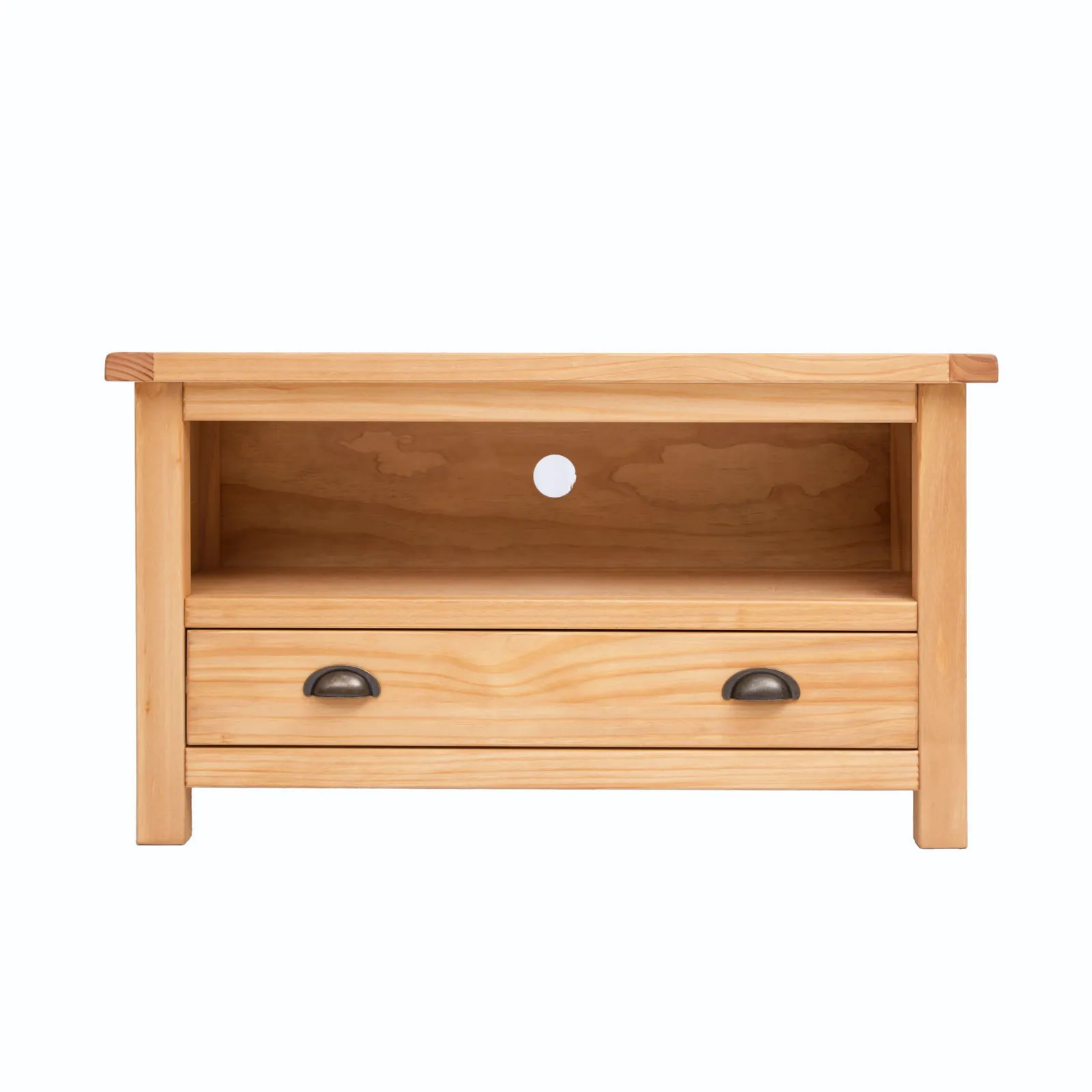 Cabinet Bits Lugo Waxed 1 Drawer TV Cabinet Brass Cup Handle in Light Brown