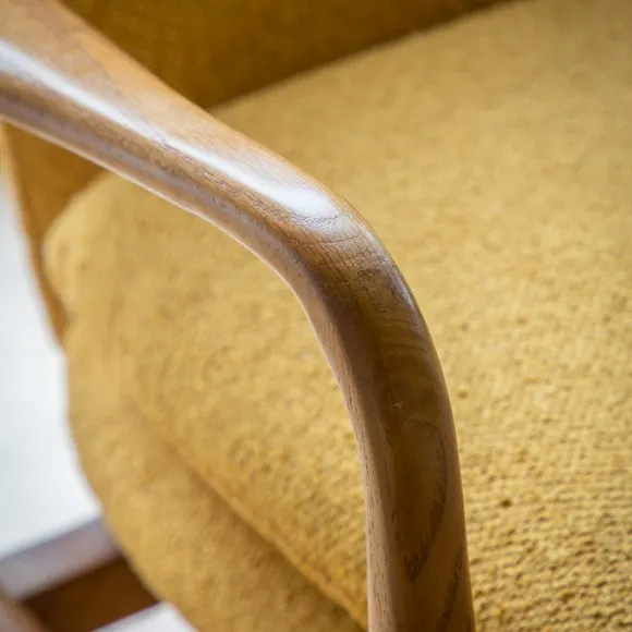Joso Linen Wooden Arm Accent Chair 3