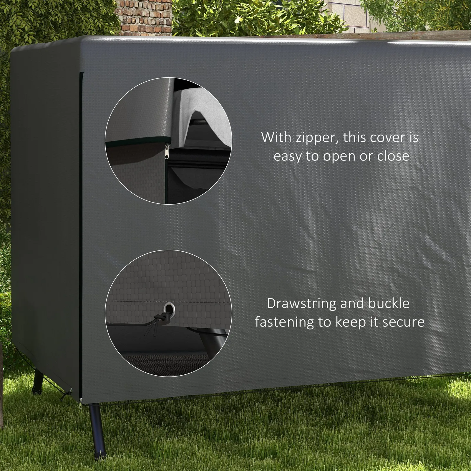 OUTSUNNY Patio Swing Chair Cover Garden Furniture Protector 215x155x150cm in Dark Grey 6
