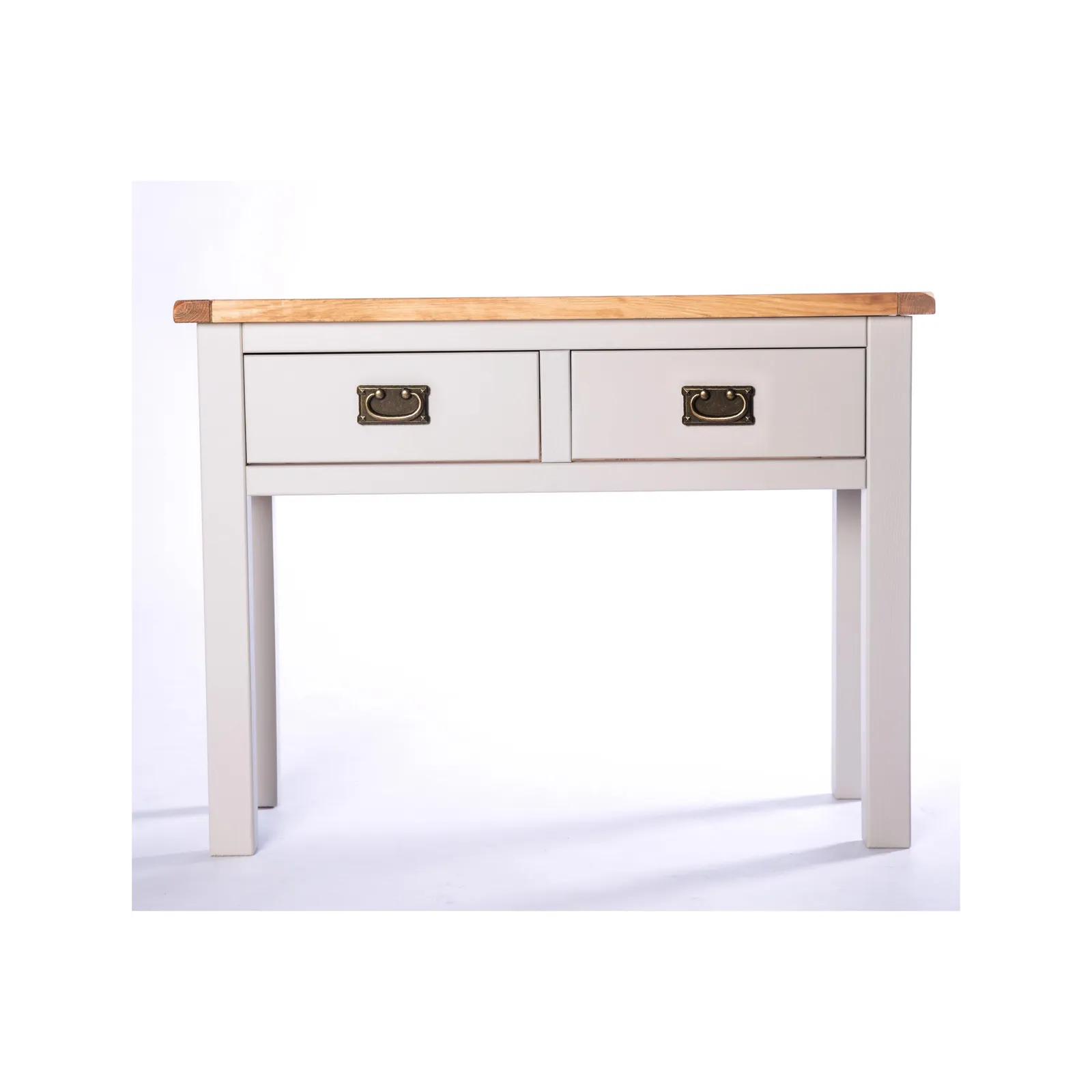 Cabinet Bits Argenta Light Grey 2 Drawer Console Table Brass Drop Handle