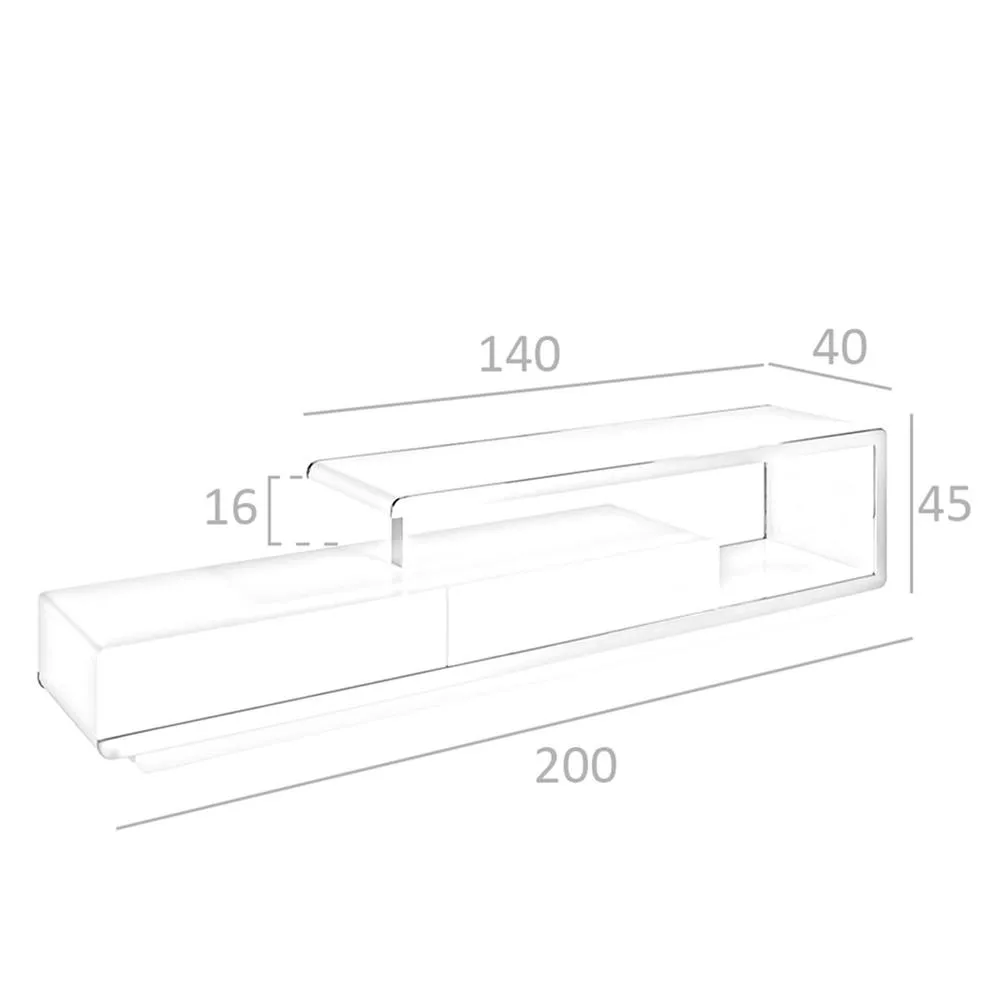 Angel Cerda White MDF TV Stand with Chromed Stainless Steel Base 6