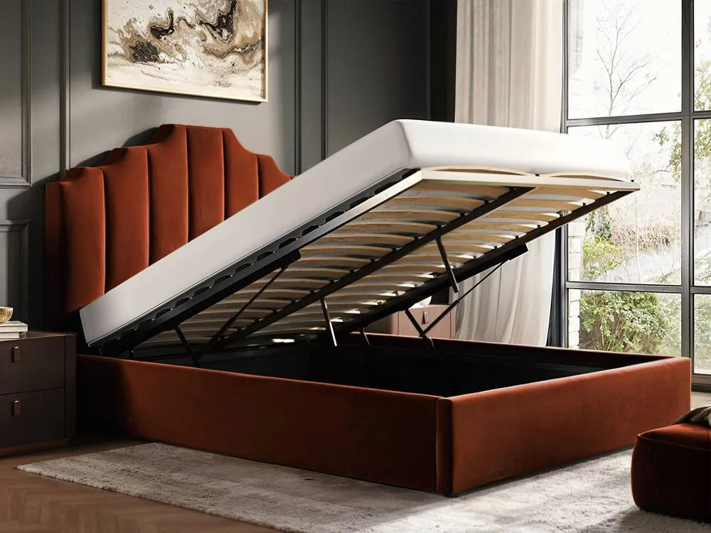 Flair Margot Ottoman Bed Burnt Orange Velvet 2