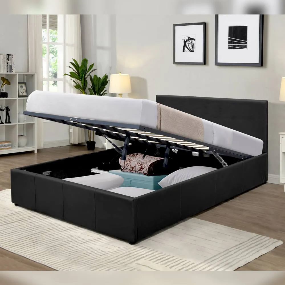 Comfy Living Ltd Faux Leather Storage Ottoman Bedframe in Black