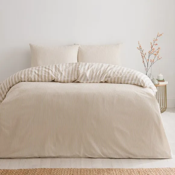 Durham Stripe 100% Cotton Duvet Cover and Pillowcase Set 4