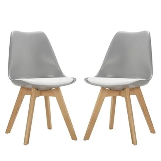 Sigmon Dining Chair In Matt Grey With White PU Seat In A Pair