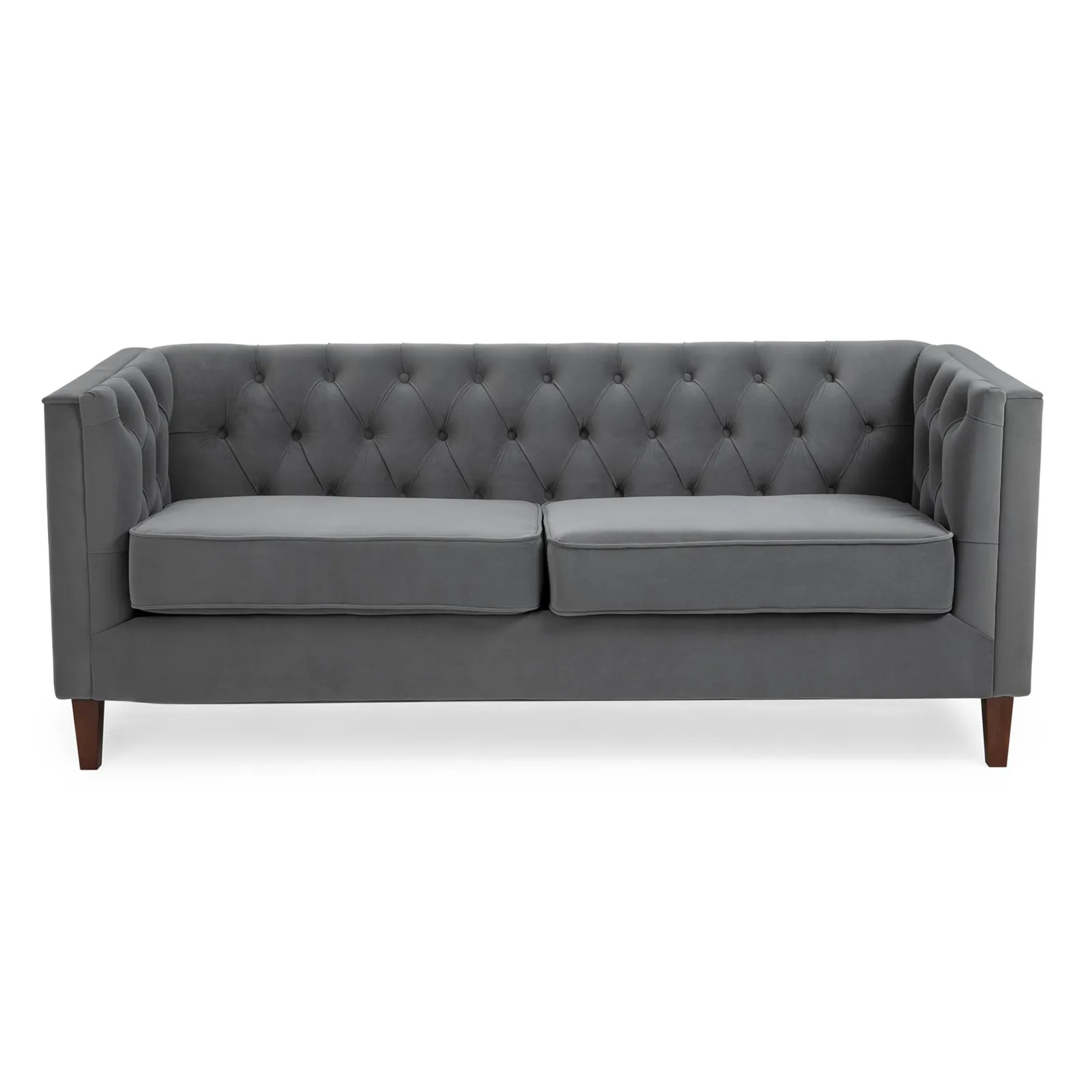 Isabel Velvet Chesterfield 3 Seater Sofa Grey