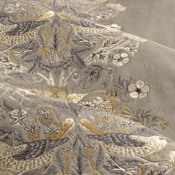 Morris & Co. Strawberry Thief Embroidered Pencil Pleat Curtains 3