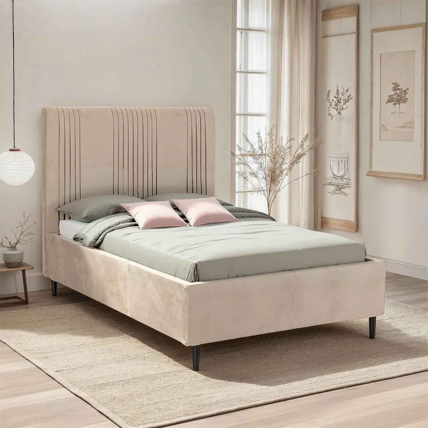Seconique Maine 5' (King )Bed in Taupe