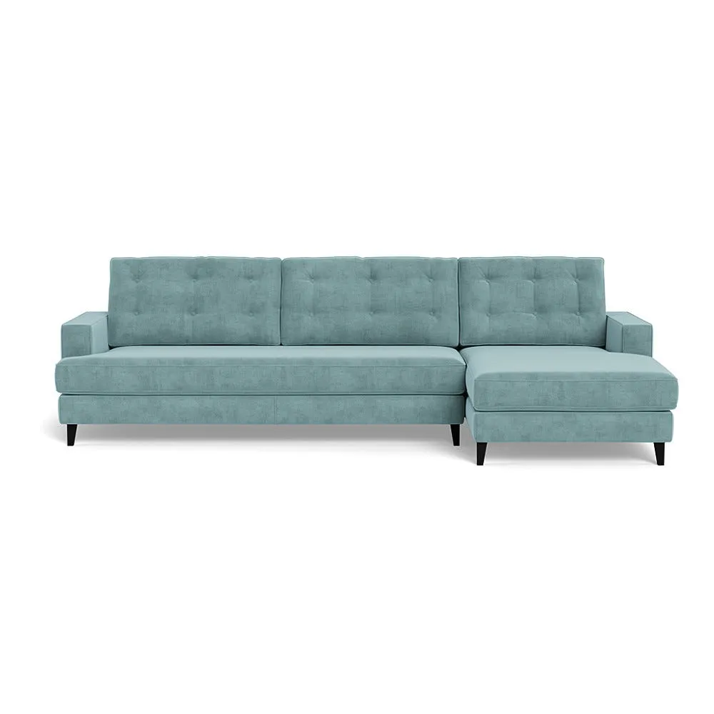 Heal's Mistral Right Hand Facing Corner Sofa Smart Luxe Velvet Mineral Blue Black Feet 1