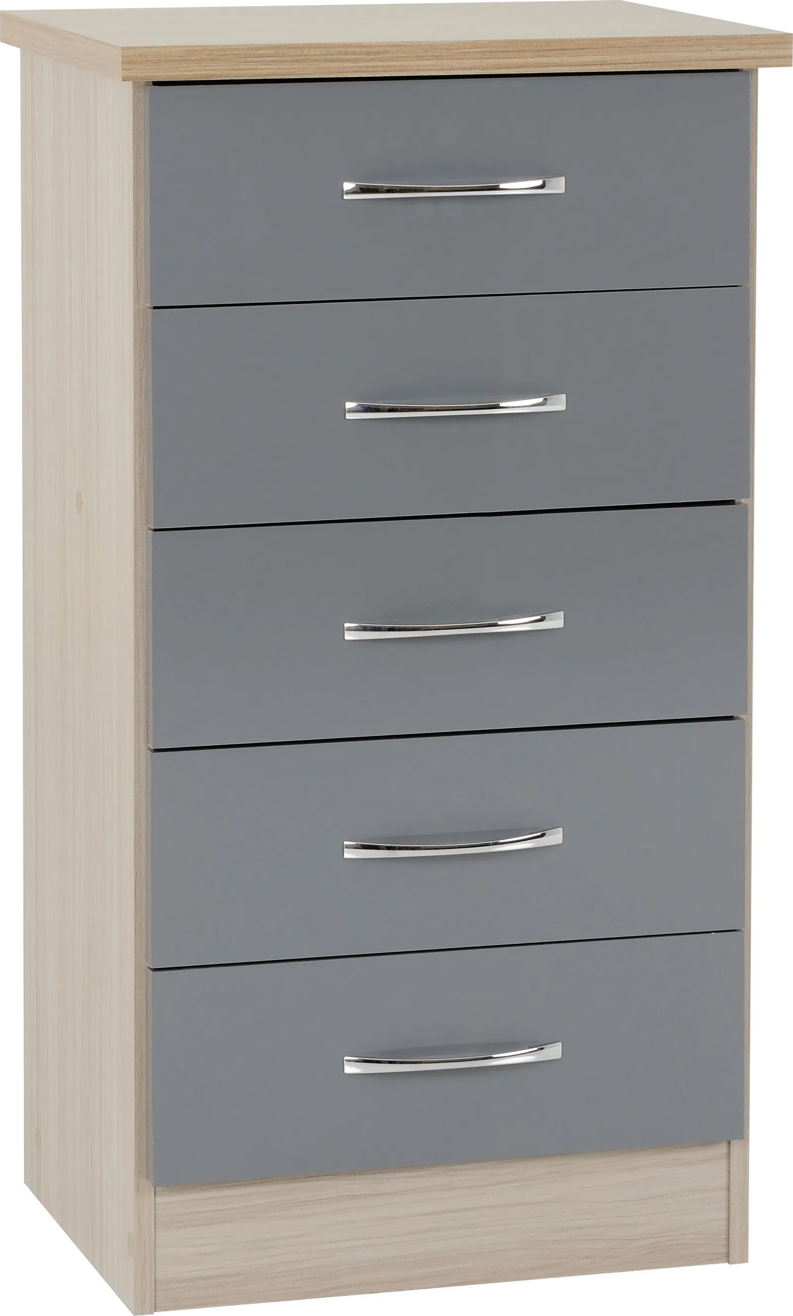 Seconique Nevada 5 Drawer Narrow Chest in Grey 2
