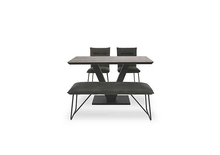 Ruben Dining Table with 2 Faux Suede Chairs and a Standard Bench - Oak