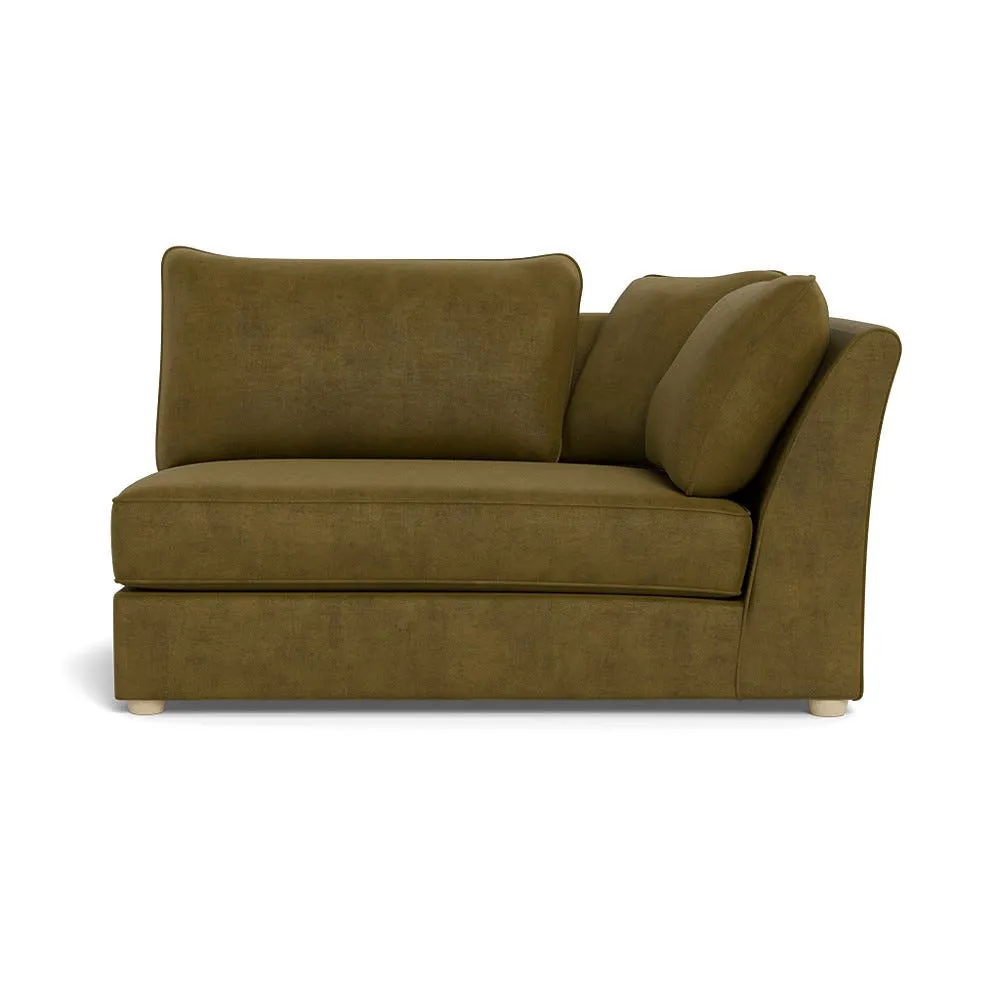 Heal's Tailor Large Curved Right Hand Facing Corner Unit Smart Luxe Velvet Peridot Natural Beech Feet