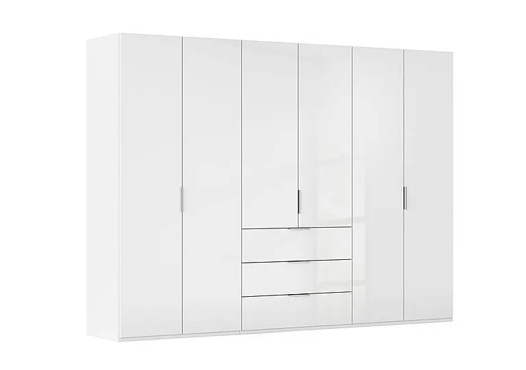 Formes 6 Door Bifold Combi Glass Wardrobe - White/White Front