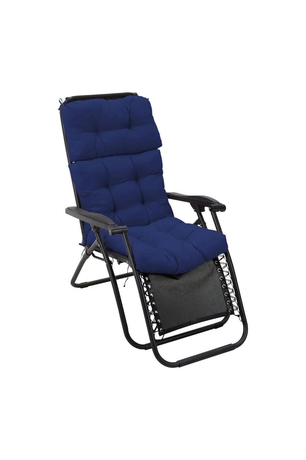 Living and Home 130cm W x 55cm D 3 Fold All-In-One Garden High-Back Recliner Cushion in Blue
