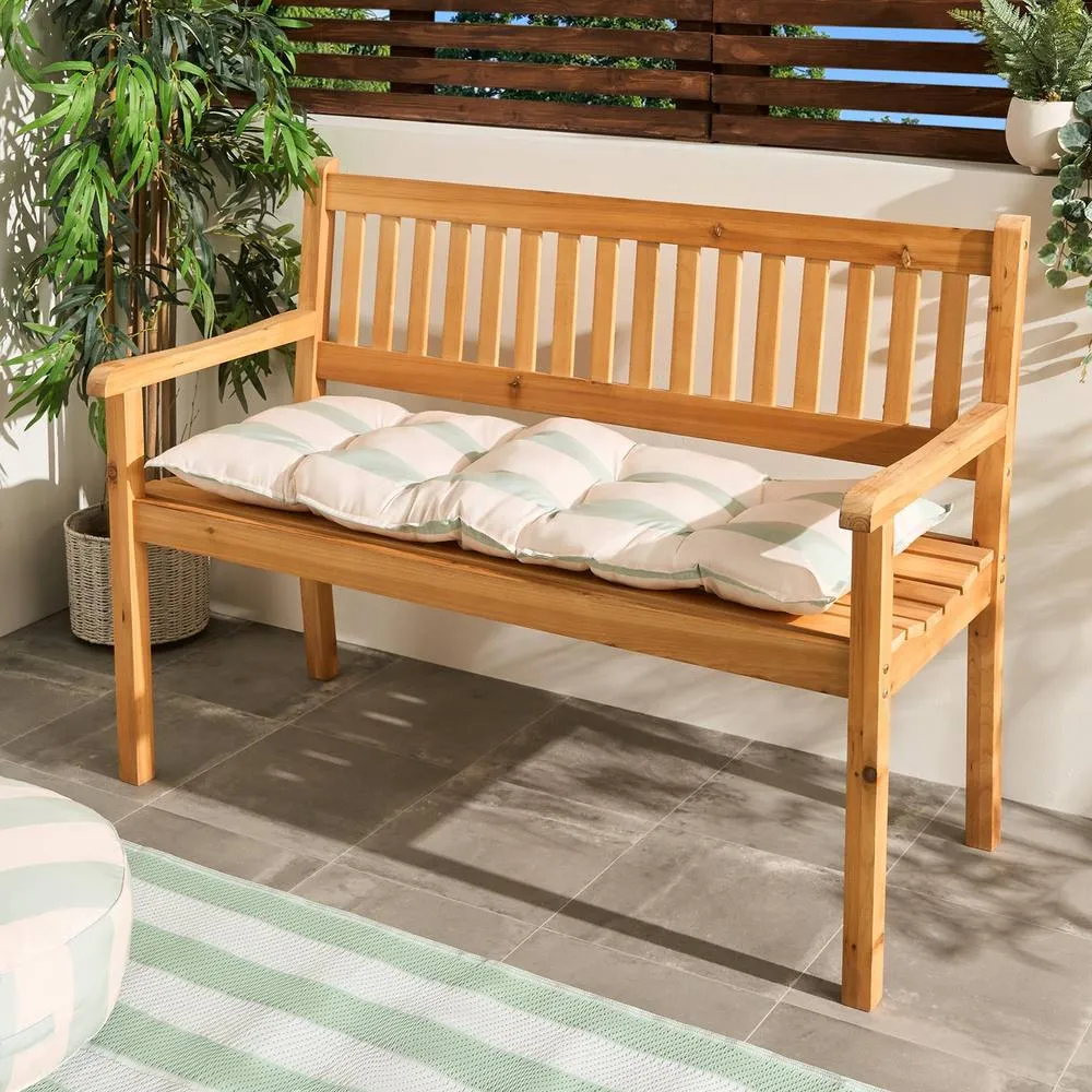 OHS Stripe 2 Seater Outdoor Bench Cushion Garden Furniture Seat in Pale Green