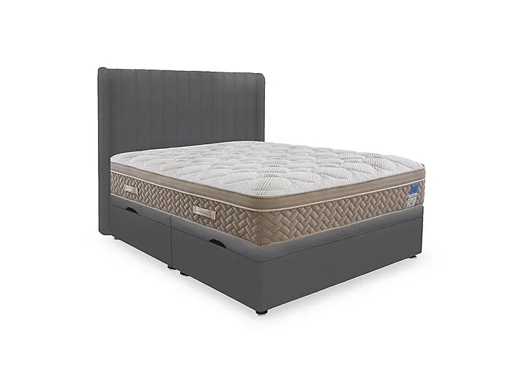 PlushTech Side Lift Ottoman Divan Set - King Size - Plush Dark Grey