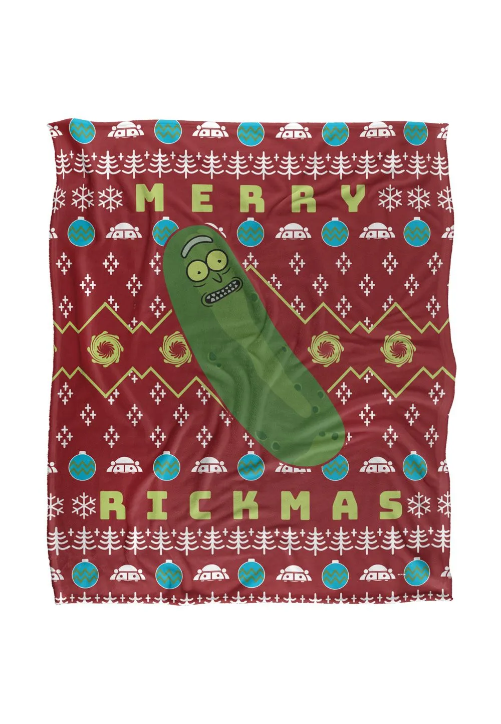Warner Brothers Rick & Morty Blanket, 152x127 cm Merry Pickle Rickmas Ugly Christmas Sweater Silky Touch Super Soft Throw Blanket in White