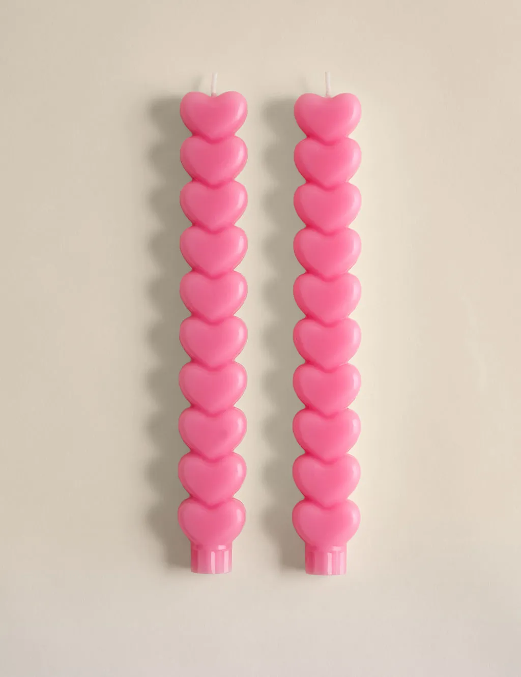 M&S 2 Pack Heart Dinner Candles Pink