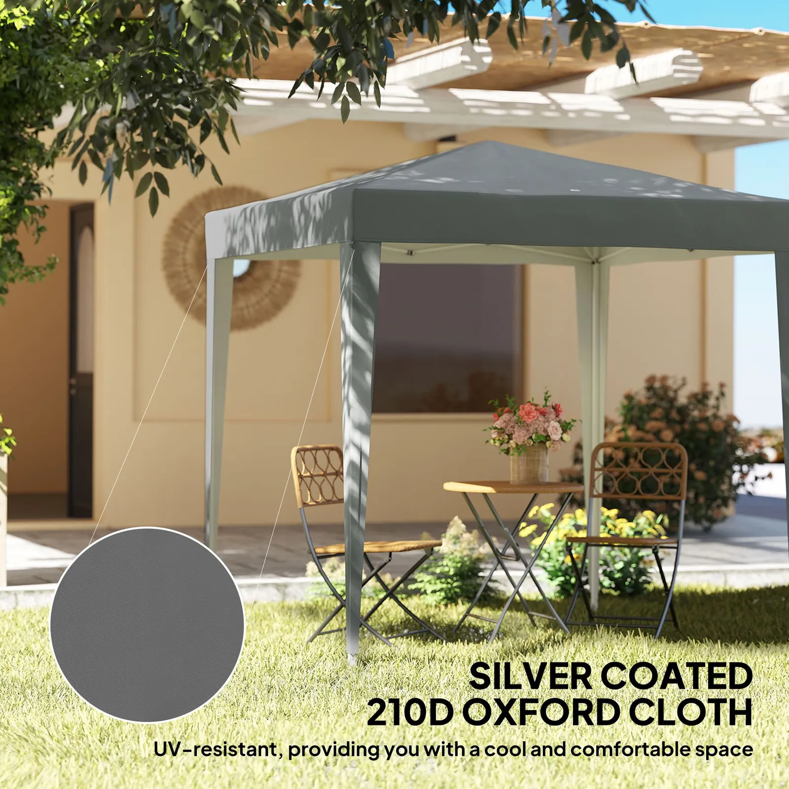 OUTSUNNY 2mx2m Pop Up Gazebo Party Tent Canopy Marquee with Storage Bag in Grey 6