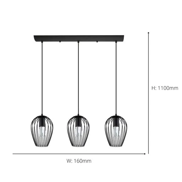 EGLO Newtown Mid Century Industrial 3 Light Adjustable Diner Ceiling Light 4