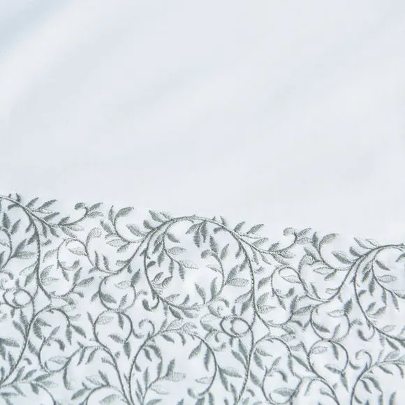Dorma Elmley Embroidered 100% Cotton Sateen Duvet Cover & Pillowcase Set 3