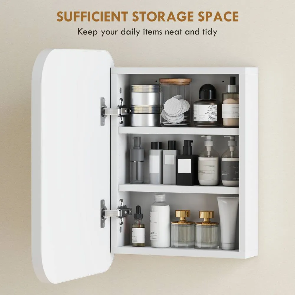 HOMCOM Wall Mounted Bathroom Cabinet with Mirror Adjustable Shelves in White 5
