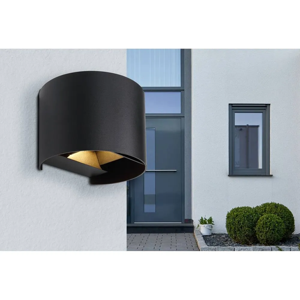 Netlighting Veronika Outdoor Up Down Wall Lamp Black IP54 Glass Shade LED 6