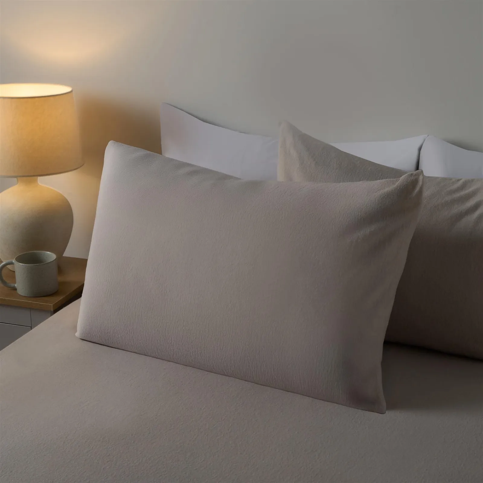 OHS 2 Pack Essential Brushed Cotton Soft Housewife Pillowcases in Natural