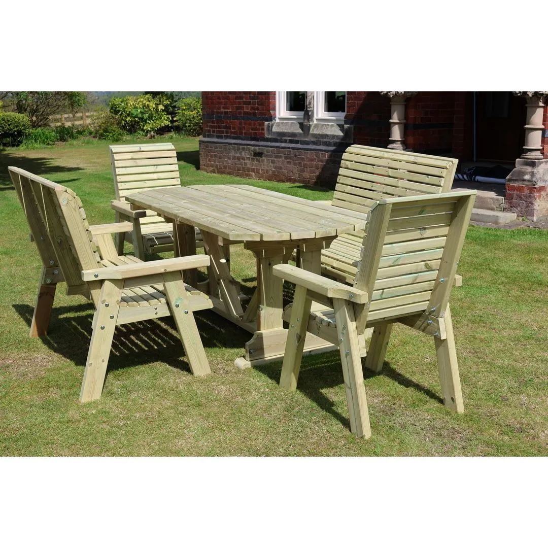 Churnet Valley Garden Furniture Ltd Ergo Dining Set - 1 Table, 2 Bench & 2 Chairs - Min. Assembly Required in Brown 2