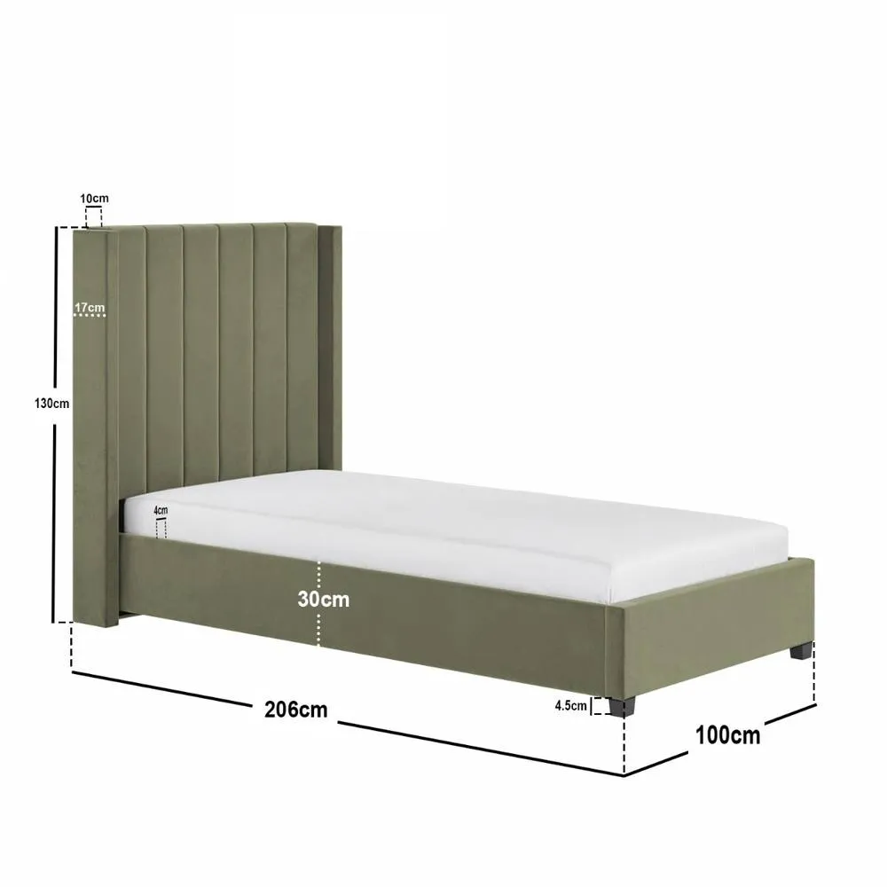 Flair Tiggy Single Ottoman Bed Velvet in Green 6