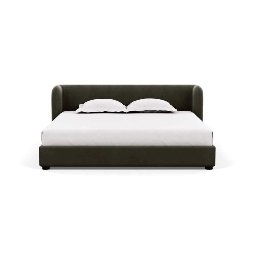 Heal's Group Bed Super King Velvet Charcoal