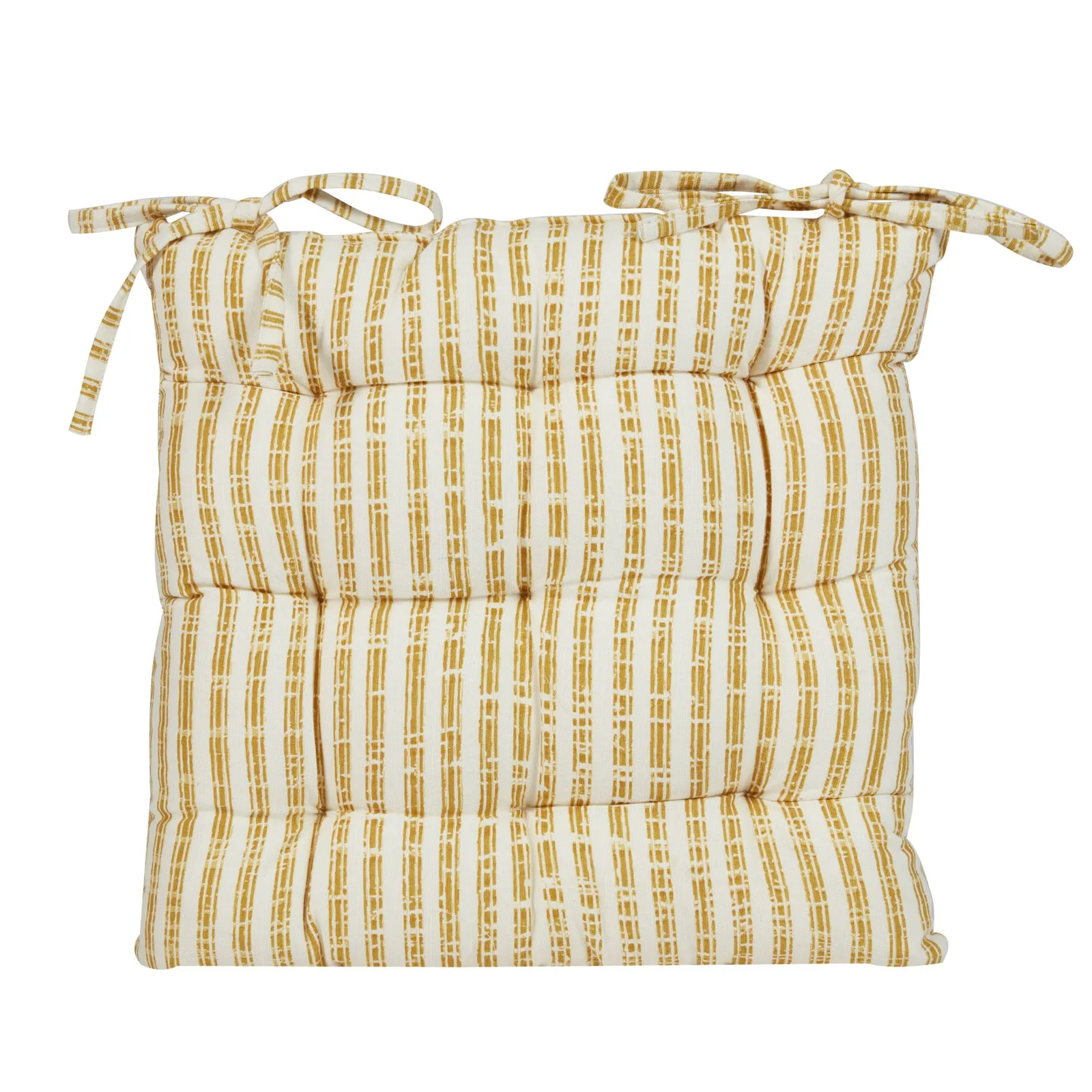 Dibor Vintage Yellow Striped Chair Seat Pad Garden Furniture Cushion L40cm x W40cm
