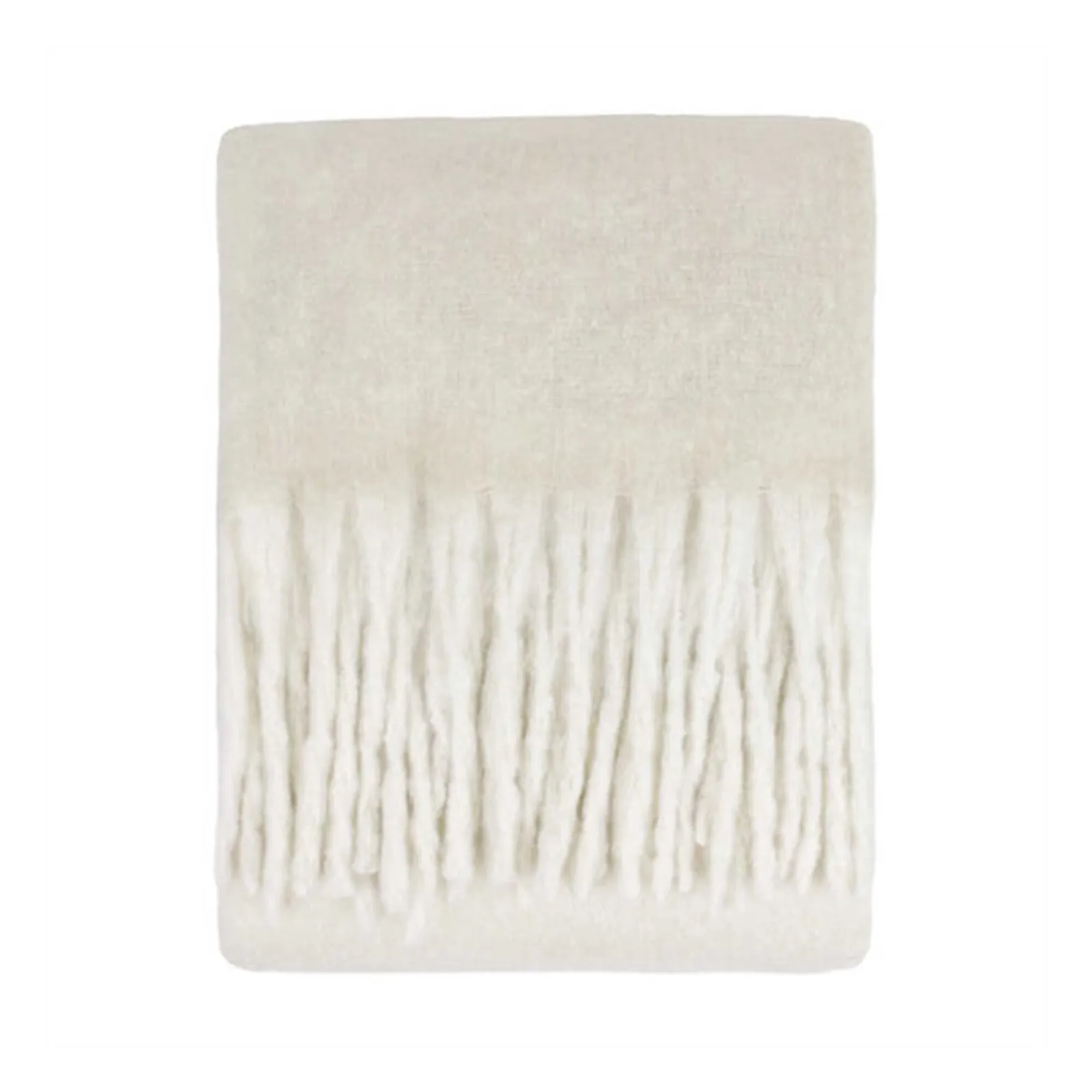 Natural Tasselled Throw Blanket, Neutral Polyester | Barker & Stonehouse
