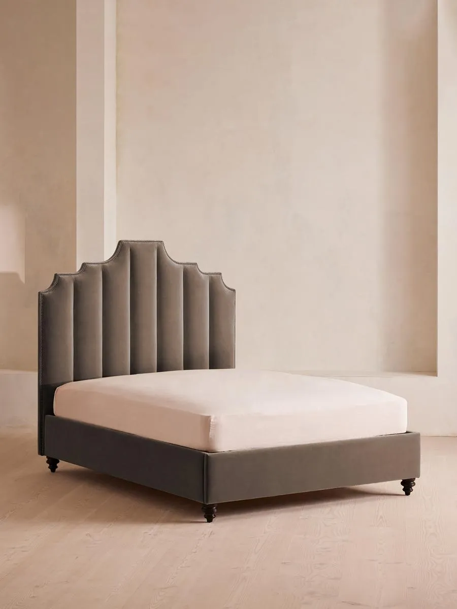 Gerrard Bed, King, Velvet, Taupe