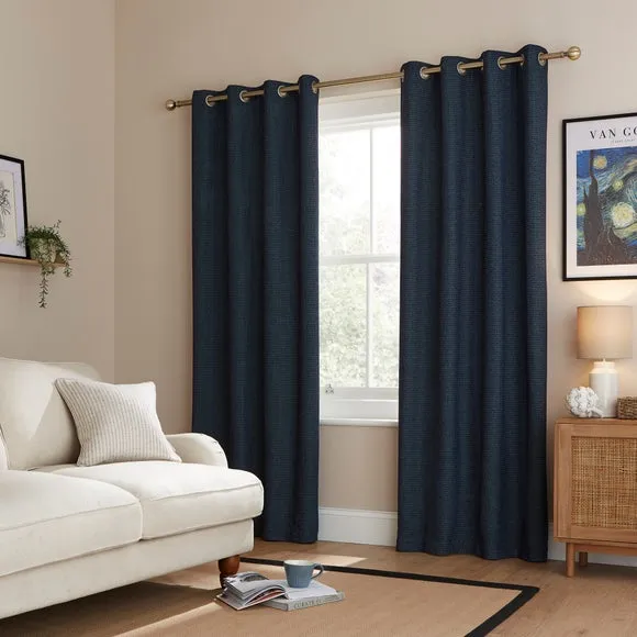 Herringbone Chenille Thermal Eyelet Curtains 2