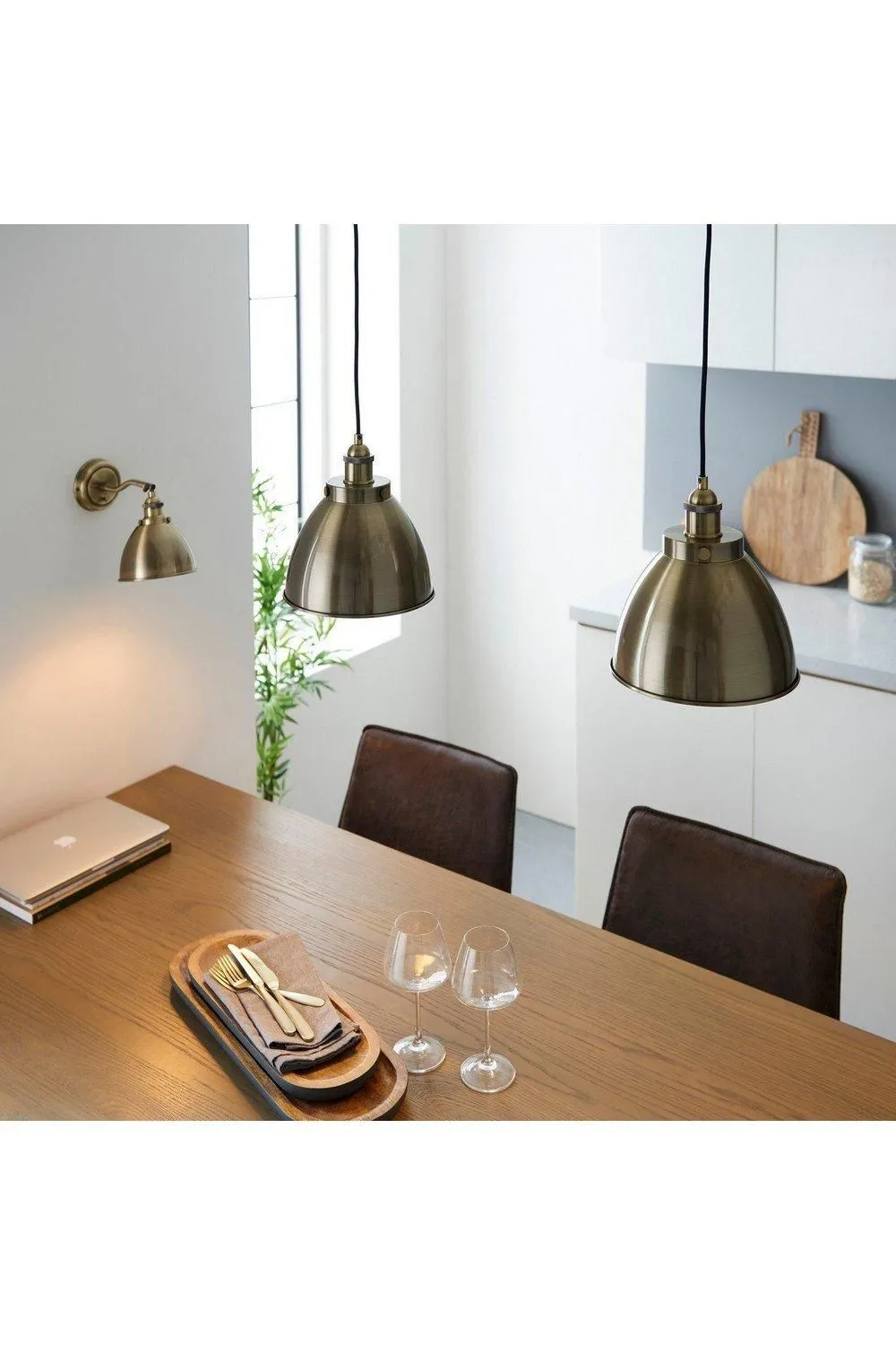 Netlighting Franklin Metal Wall Lamp Antique Brass Plate in Gold 4