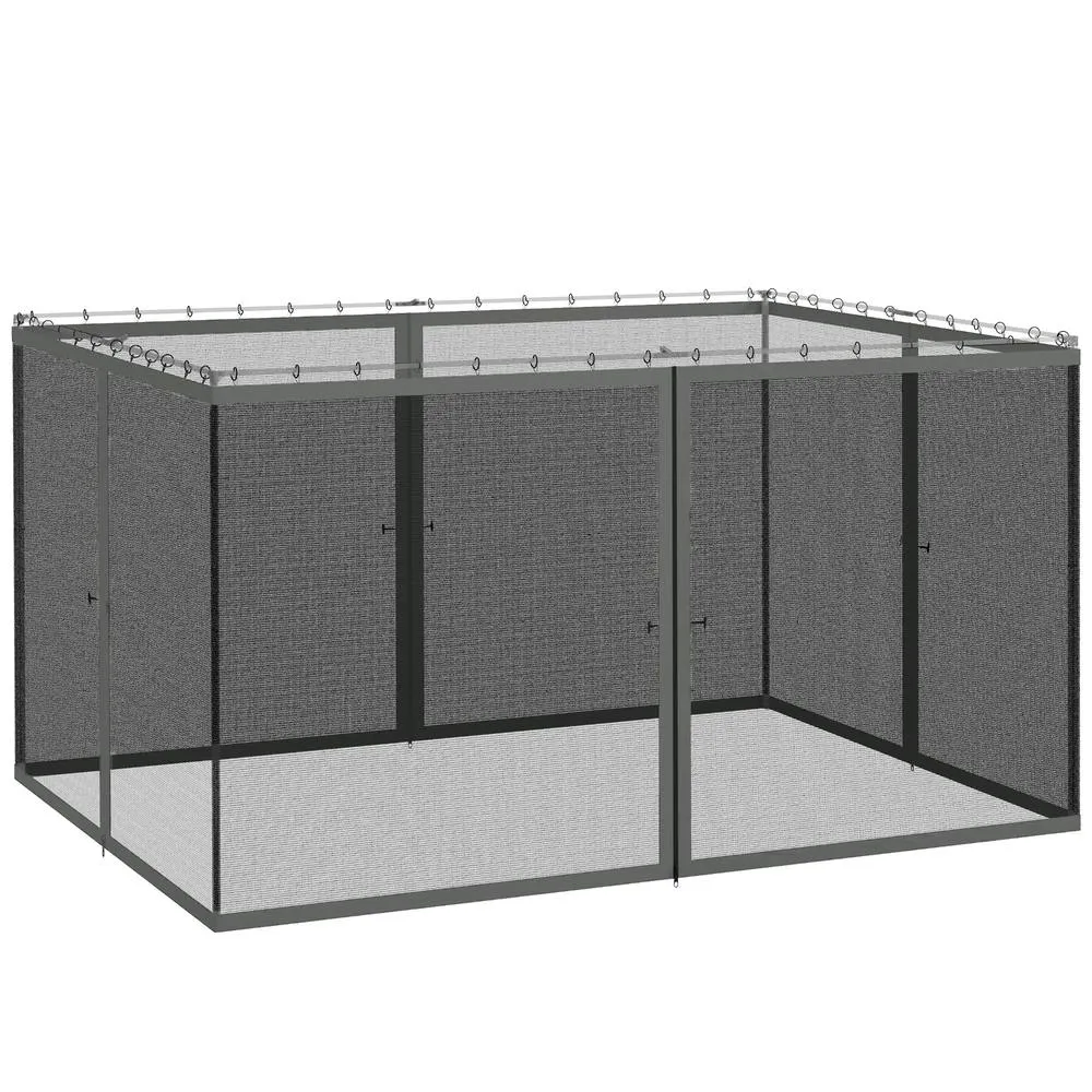 OUTSUNNY 352 x 207cm Universal Replacement Gazebo Mesh Netting Screen Walls in Dark Grey 2