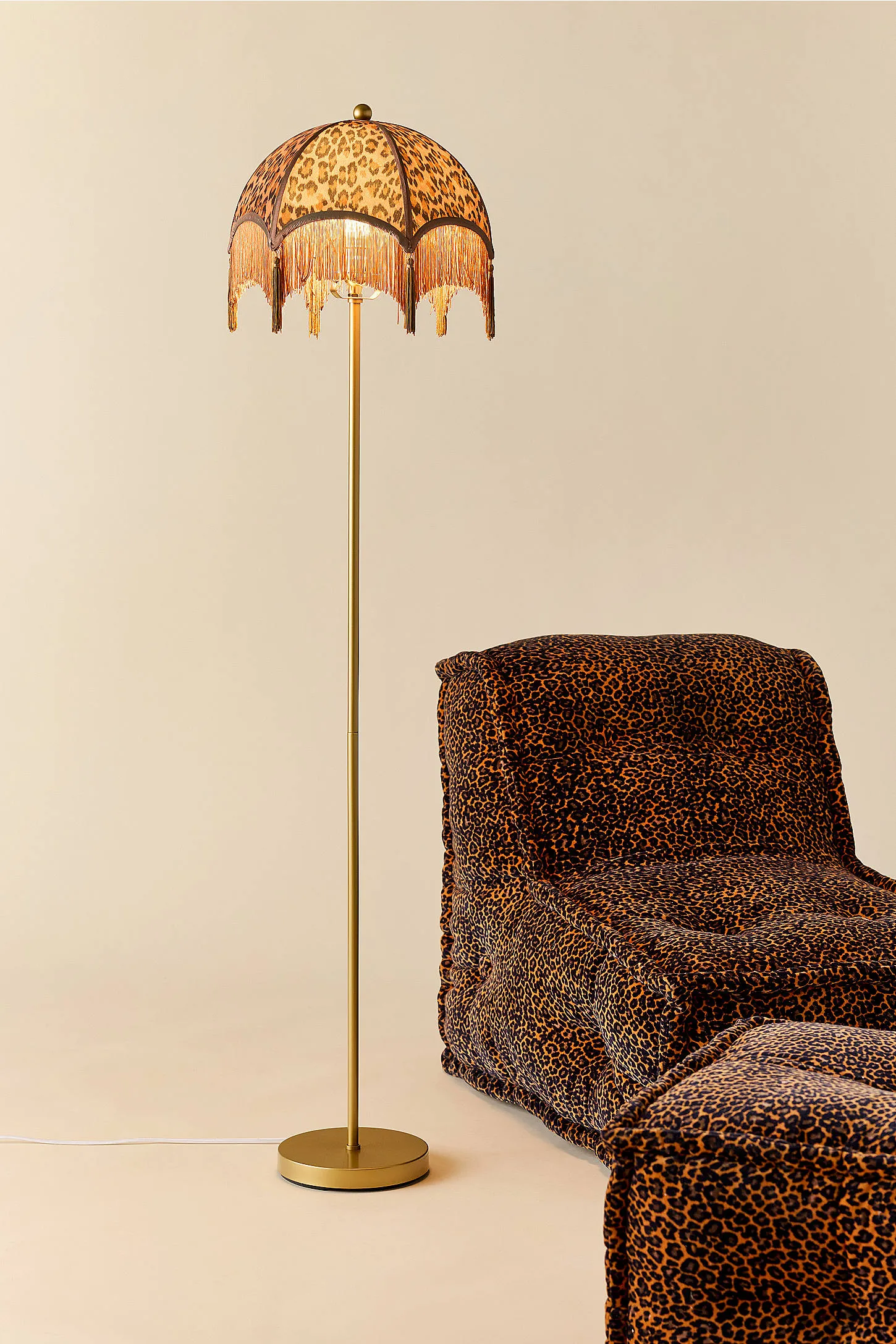 Modern Leopard Print Floor Lamp - Brown