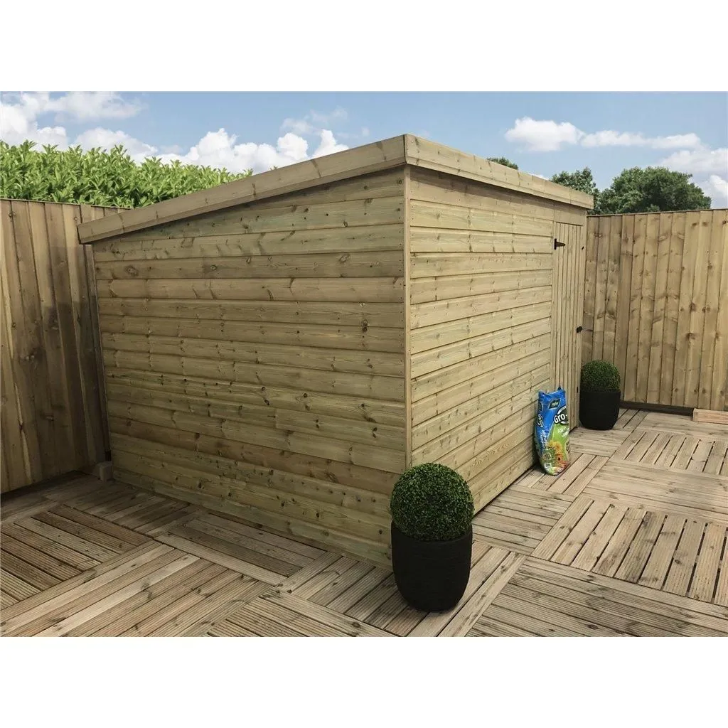 Marlborough 9 x 6 Pressure Treated Pent Garden Shed with Single Door in Natural 4