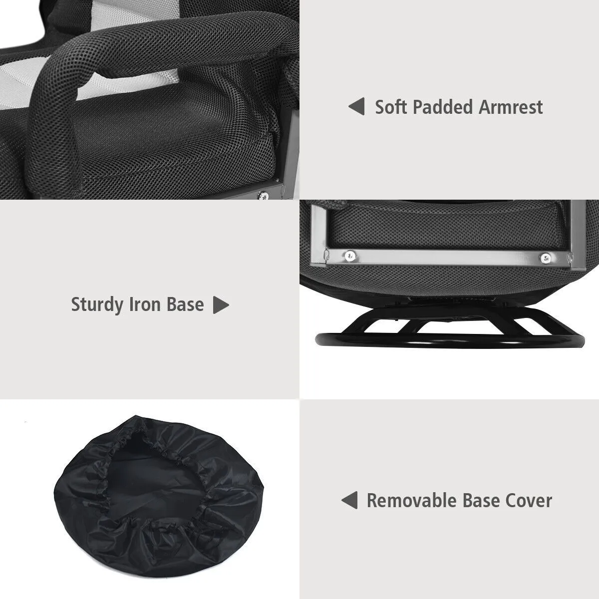 Costway Folding Floor Gaming Chair Adjustable 6-Position Floor Lazy Chair 5