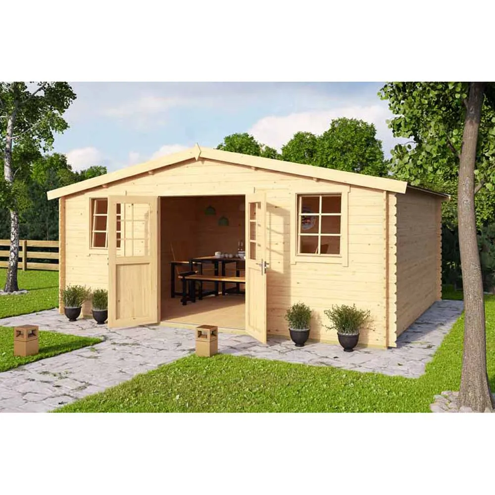Lasita Maja Ltd Wels 5-Log Cabin, Garden Room, Home Office - L548.8xW420xH245.1 cm in Light Oak