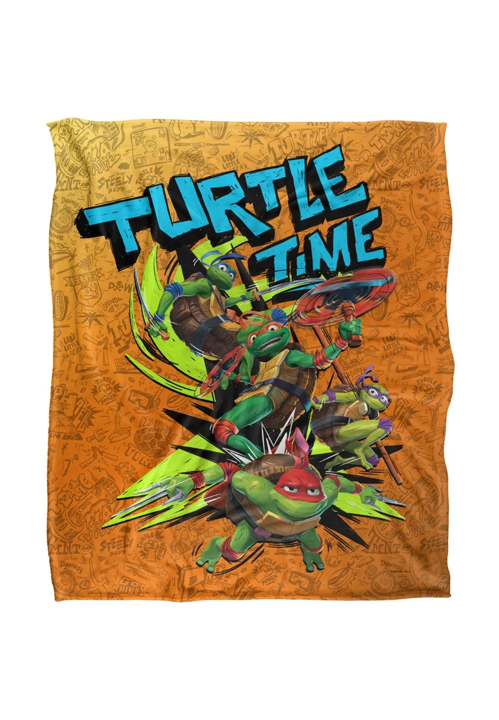 Teenage Mutant Ninja Turtles : Mutant Mayhem Turtle Time Grafitti Silky Touch Super Soft Throw Blanket 152 X 127 cm in White
