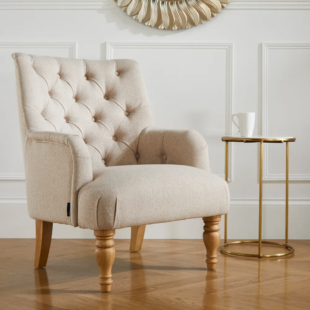 Padstow Wheat Fabric Armchair