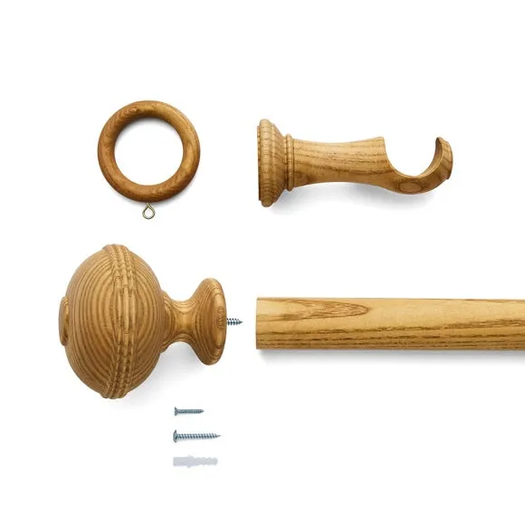 Oval Ribbed Wood Curtain Pole 4
