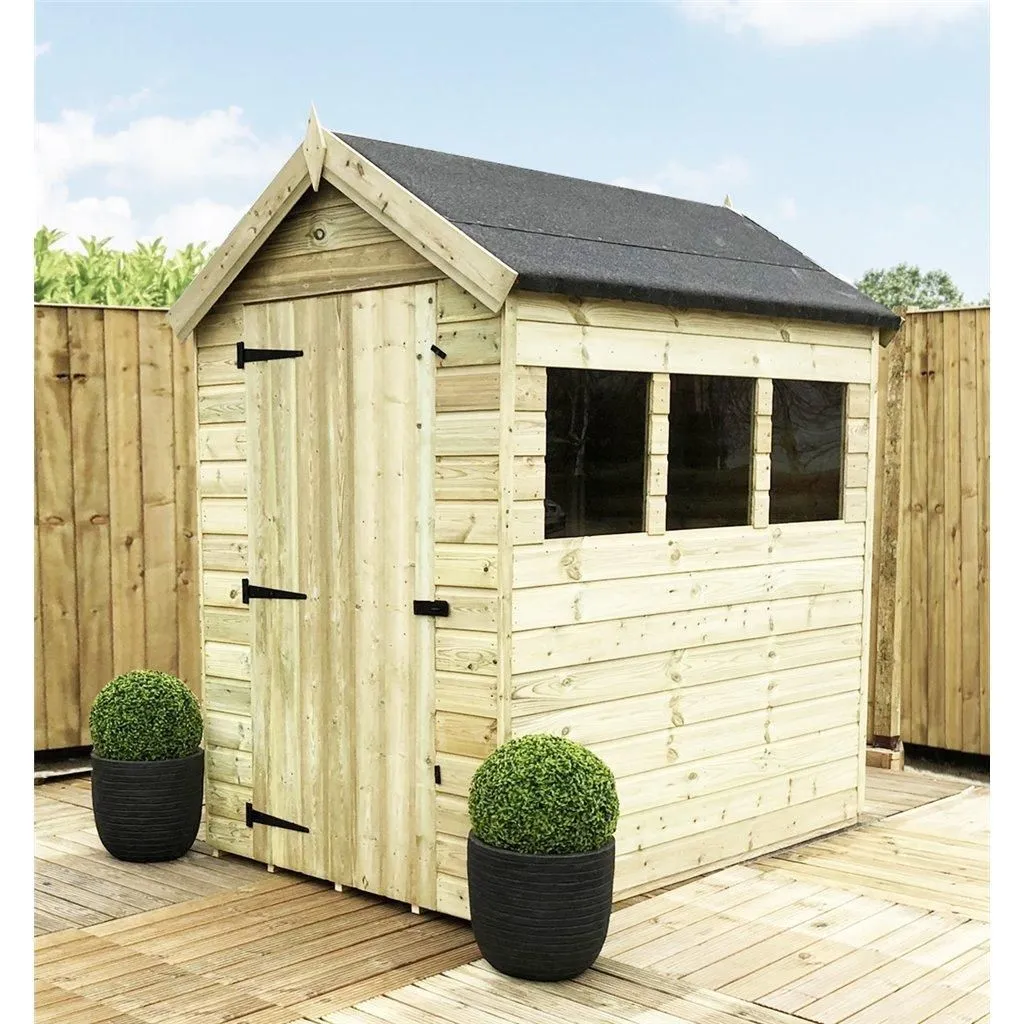 Marlborough 6 x 4 Premier Pressure Treated Apex Shed in Natural