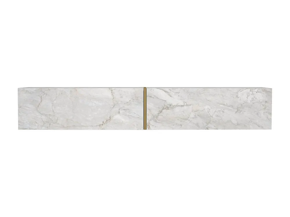 Vente-unique Wall-Mounted TV Unit With 2 Doors - White Marble Effect - DINOMA 2