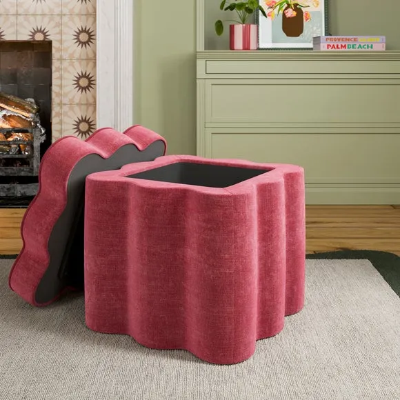 Wavie Chenille Storage Footstool 3